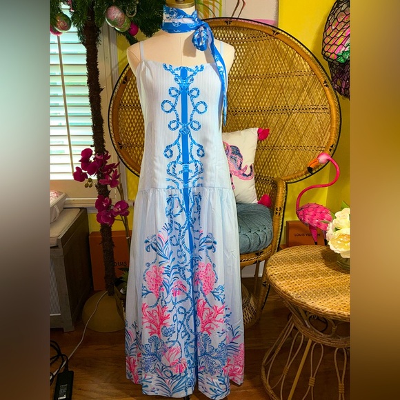 Lilly Pulitzer NWT Saylar Maxi Dress Naut Today ⚓️ Size 14 - Picture 9 of 16